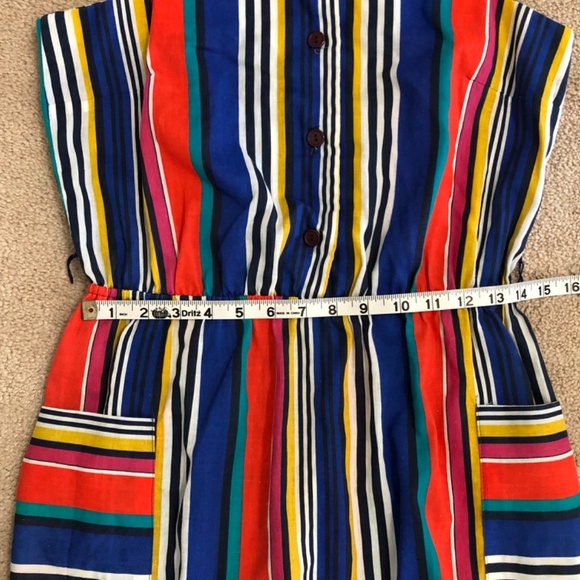 Vintage Rainbow Striped Sleeveless Dress With Pockets USA - Picture 12 of 13
